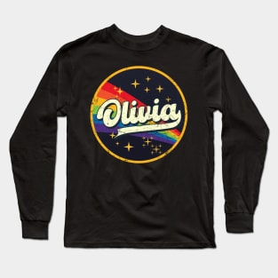 Olivia // Rainbow In Space Vintage Grunge-Style Long Sleeve T-Shirt